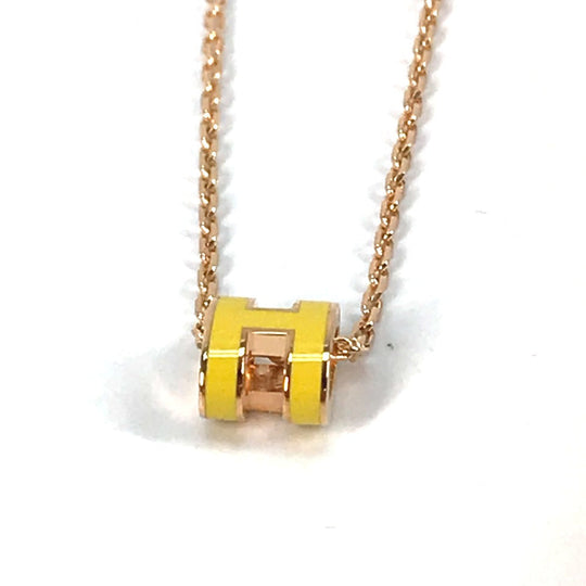 HERMES Necklace Gold Plated yellow ChainNecklace Pop H Pop Ash Mini