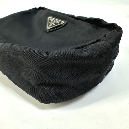 PRADA Pouch NM340X Nylon black Triangle logo plate Women Used Authentic