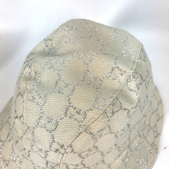 GUCCI hat 631951 cotton White type GG lame Bucket hat Women L/58 Used Authentic
