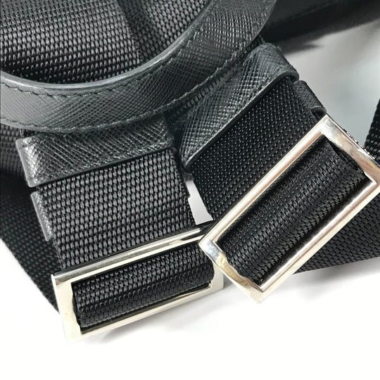 PRADA Backpack 1BZ032 Nylon / leather black With logo Triangle logo plate Women Secondhand Authentic