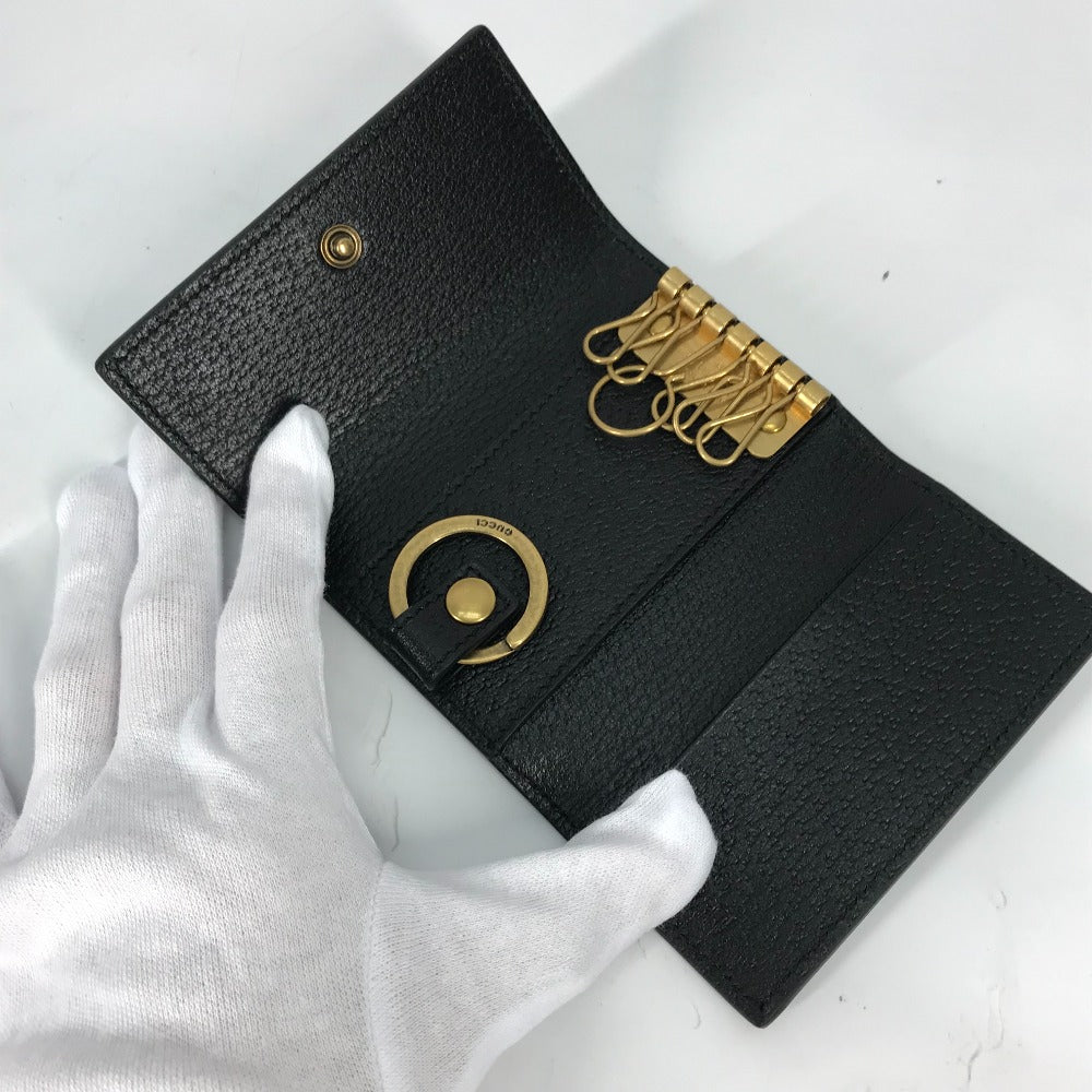 GUCCI Key case Key holder  435305 leather black GG Marmont six hooks Women Used Authentic