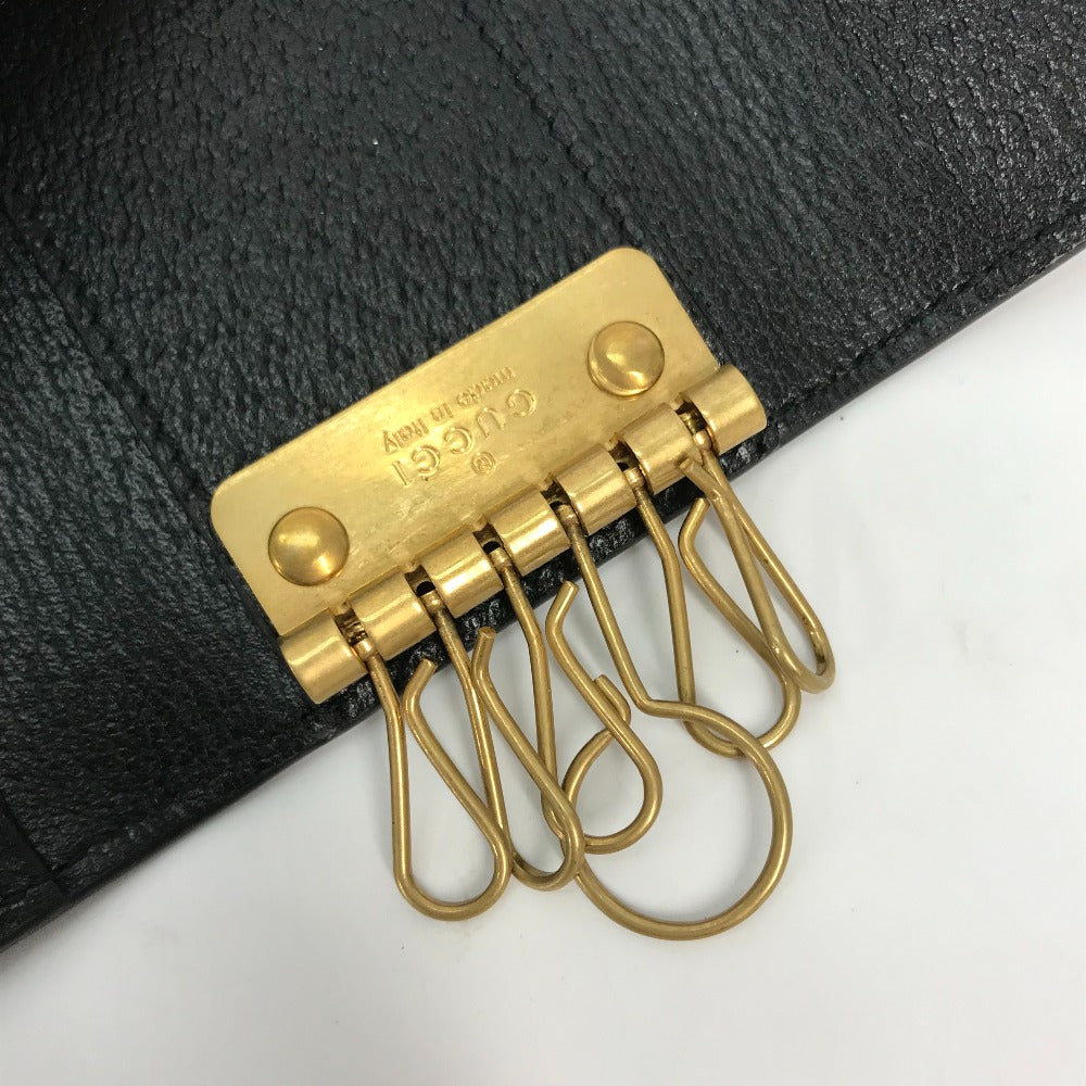 GUCCI Key case Key holder  435305 leather black GG Marmont six hooks Women Used Authentic
