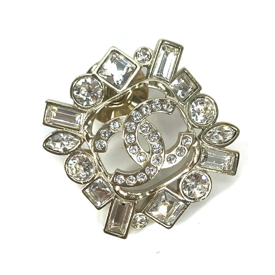 CHANEL Brooch Gold Plated gold CC COCO Mark B23P Rhinestone