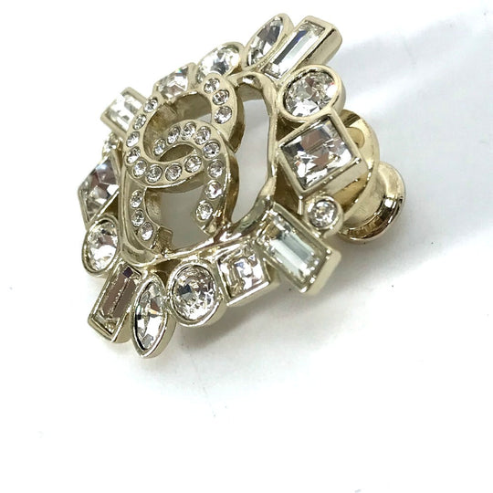 CHANEL Brooch Gold Plated gold CC COCO Mark B23P Rhinestone