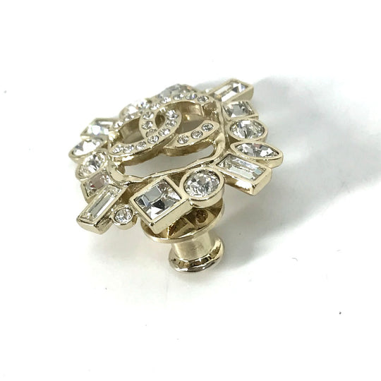 CHANEL Brooch Gold Plated gold CC COCO Mark B23P Rhinestone