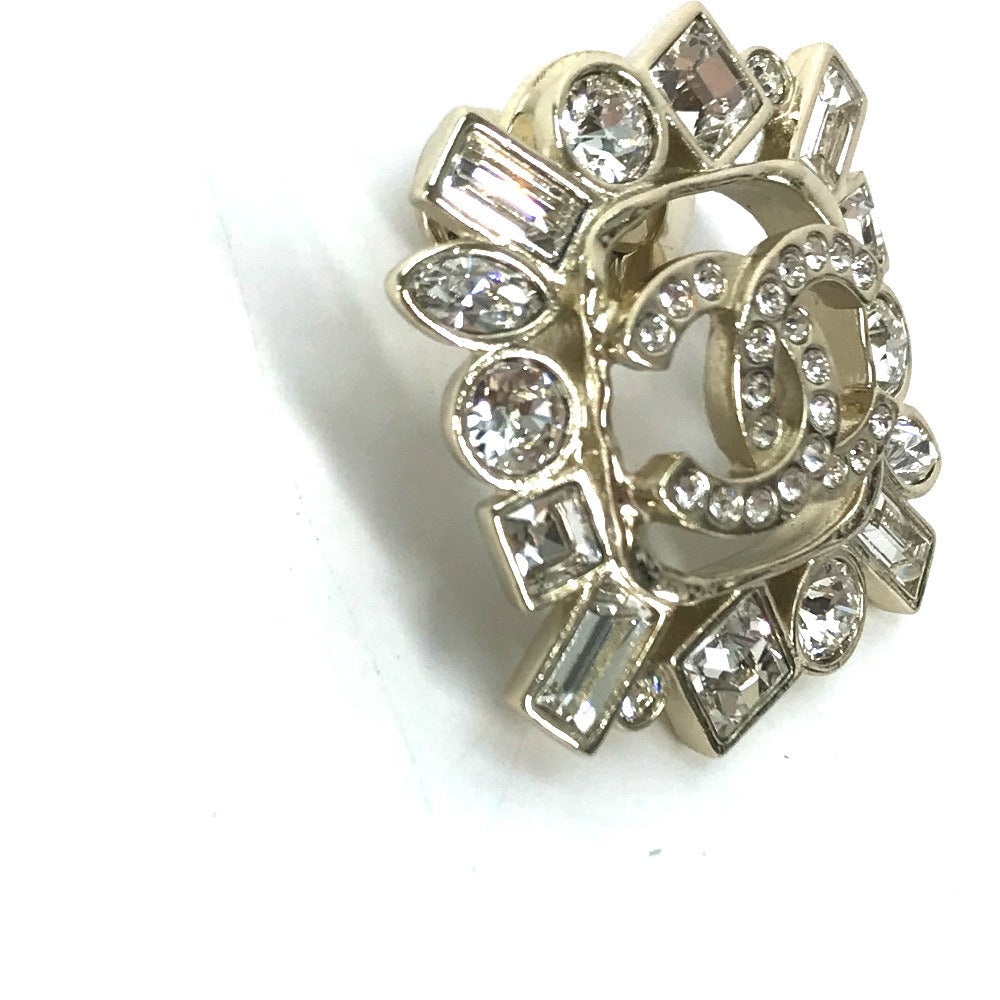 CHANEL Brooch Gold Plated gold CC COCO Mark B23P Rhinestone
