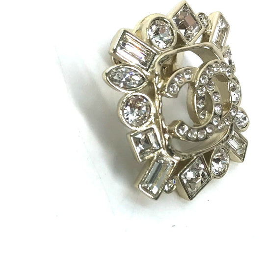 CHANEL Brooch Gold Plated gold CC COCO Mark B23P Rhinestone