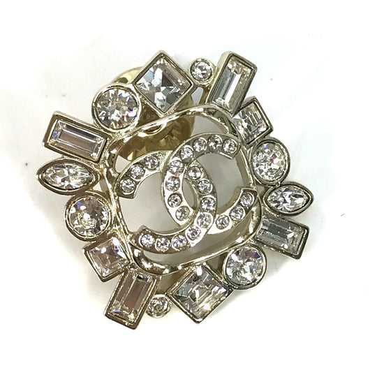CHANEL Brooch Gold Plated gold CC COCO Mark B23P Rhinestone