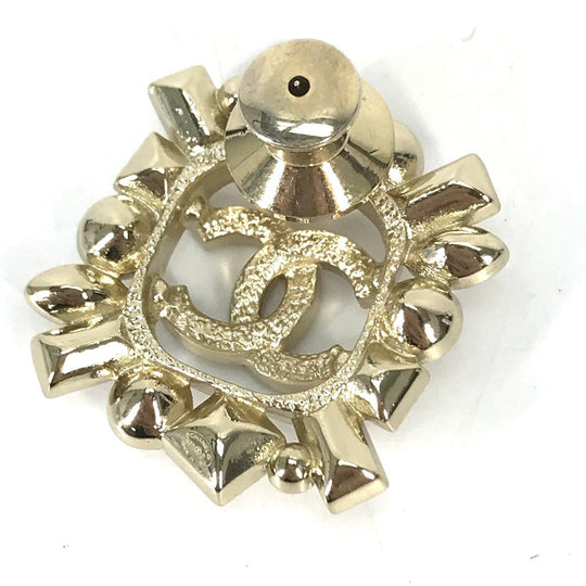 CHANEL Brooch Gold Plated gold CC COCO Mark B23P Rhinestone
