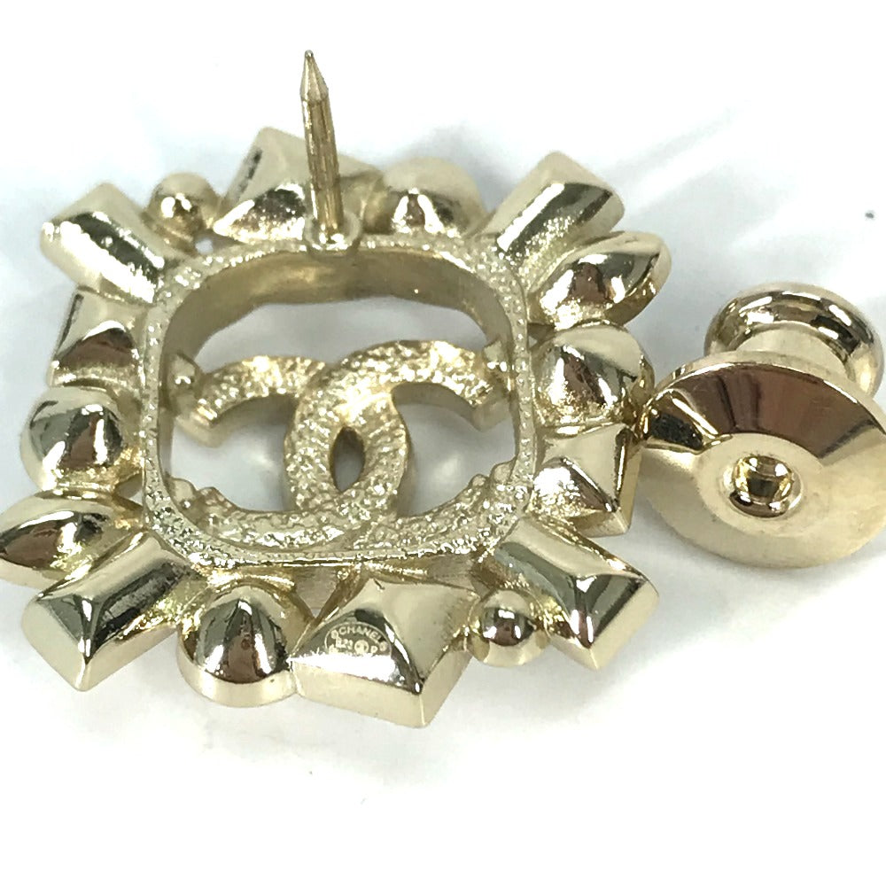 CHANEL Brooch Gold Plated gold CC COCO Mark B23P Rhinestone