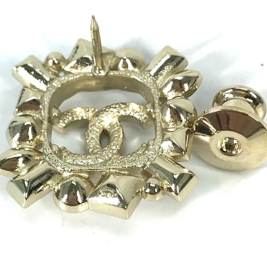 CHANEL Brooch Gold Plated gold CC COCO Mark B23P Rhinestone
