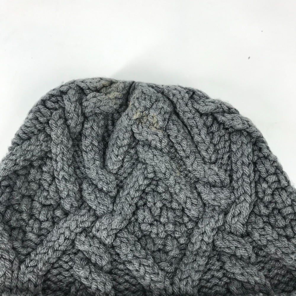 MONCLER Knit hat wool gray logo Wappen Women Used Authentic