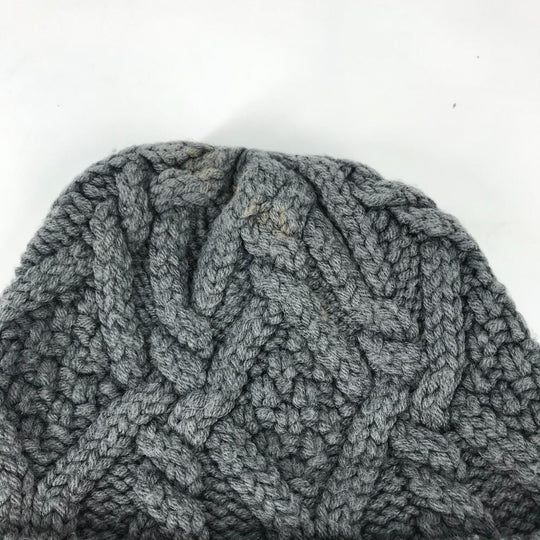MONCLER Knit hat wool gray logo Wappen Women Used Authentic