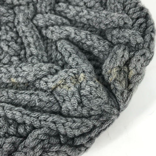 MONCLER Knit hat wool gray logo Wappen Women Used Authentic