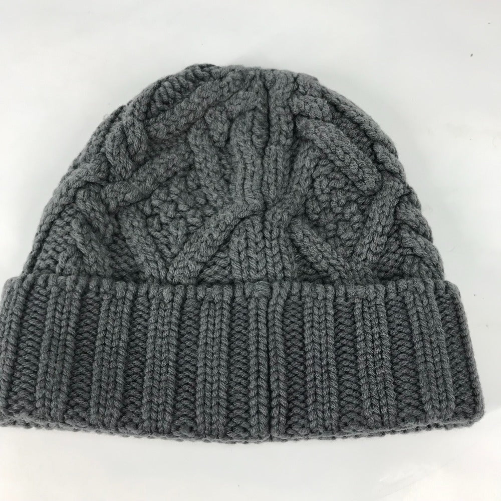 MONCLER Knit hat wool gray logo Wappen Women Used Authentic