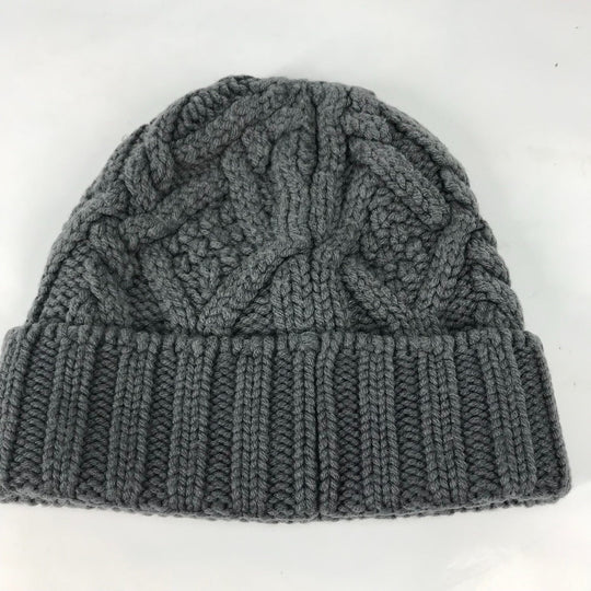 MONCLER Knit hat wool gray logo Wappen Women Used Authentic