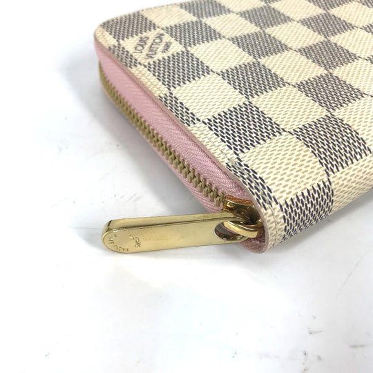LOUIS VUITTON Long Wallet Purse N63503 Damier Azur Canvas white Damier Azur Zippy wallet Women Used Authentic