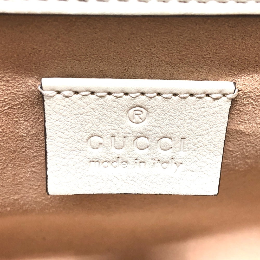 GUCCI Shoulder Bag 655661 leather white GG Marmont Diana Bamboo Women Used Authentic