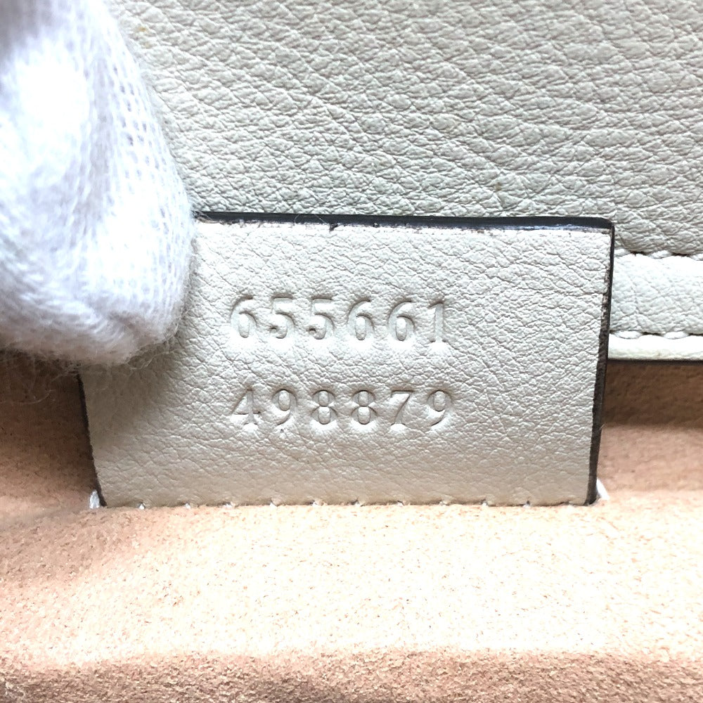 GUCCI Shoulder Bag 655661 leather white GG Marmont Diana Bamboo Women Used Authentic