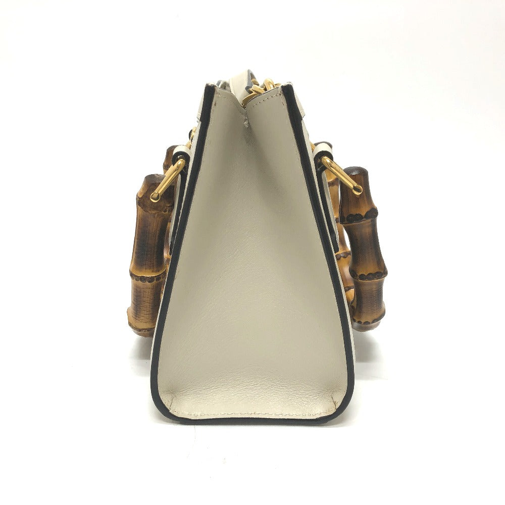 GUCCI Shoulder Bag 655661 leather white GG Marmont Diana Bamboo Women Used Authentic