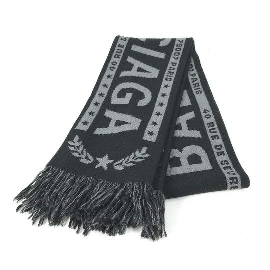 BALENCIAGA Scarf Wool, Acrylic black logo Women Used Authentic