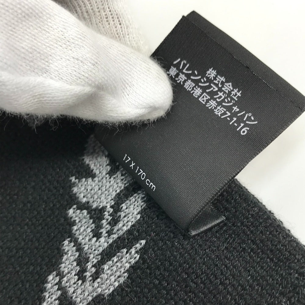 BALENCIAGA Scarf Wool, Acrylic black logo Women Used Authentic