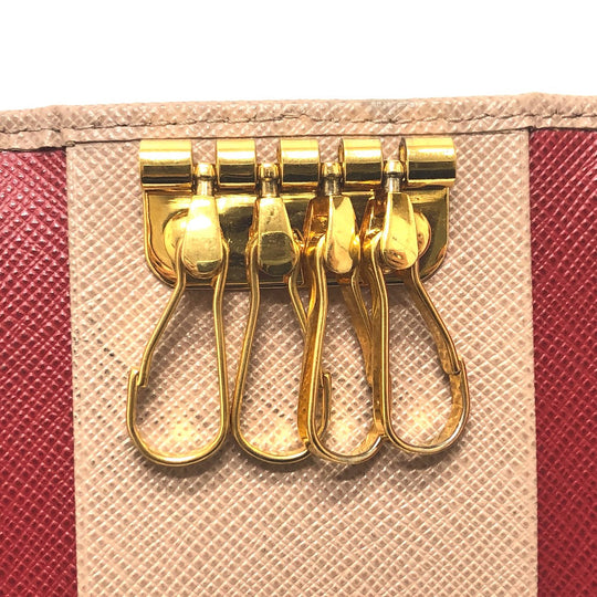 PRADA Key case Key holder  1PG004 saffiano leather pink logo 4 key rings