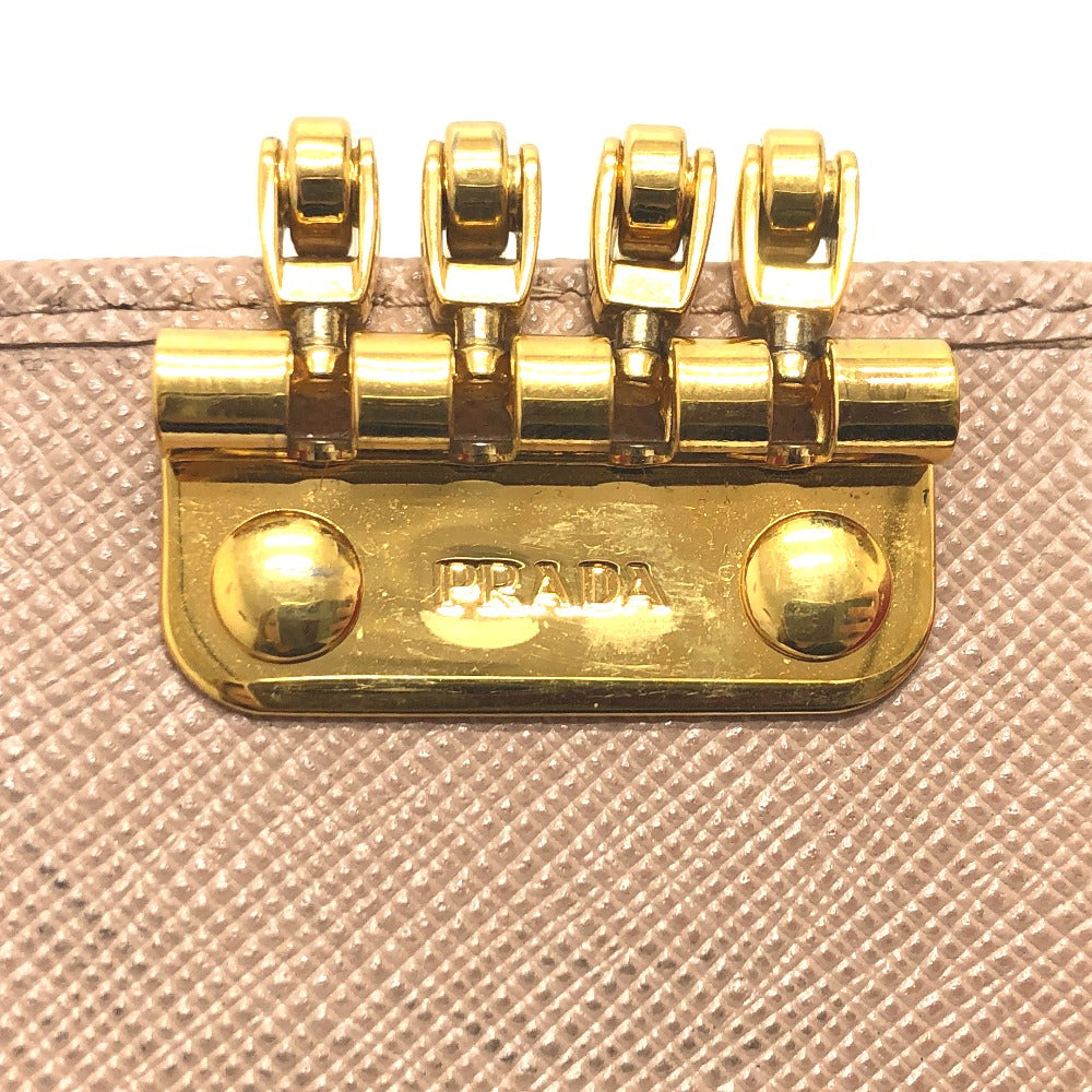 PRADA Key case Key holder  1PG004 saffiano leather pink logo 4 key rings