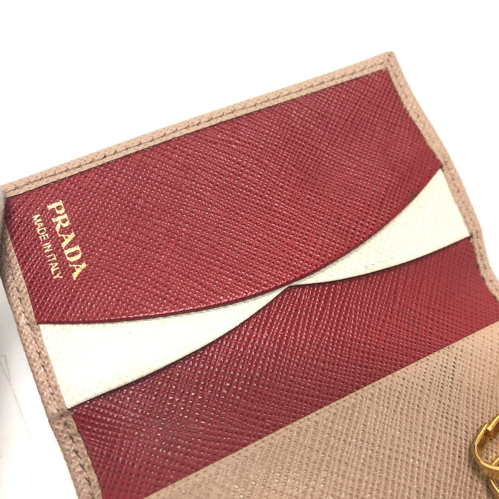 PRADA Key case Key holder  1PG004 saffiano leather pink logo 4 key rings
