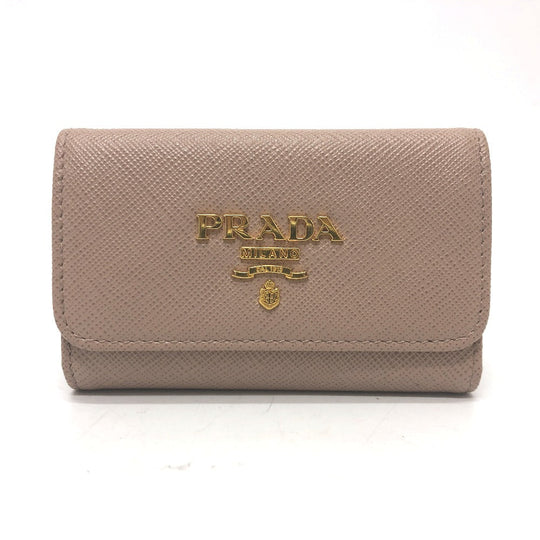 PRADA Key case Key holder  1PG004 saffiano leather pink logo 4 key rings