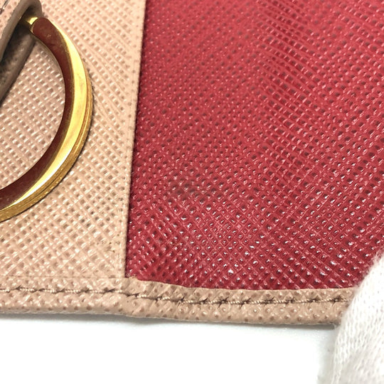 PRADA Key case Key holder  1PG004 saffiano leather pink logo 4 key rings