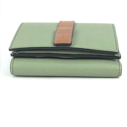 LOEWE Trifold wallet leather green anagram Small bar Tikal wallet Women Used Authentic
