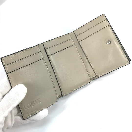 LOEWE Trifold wallet leather green anagram Small bar Tikal wallet Women Used Authentic
