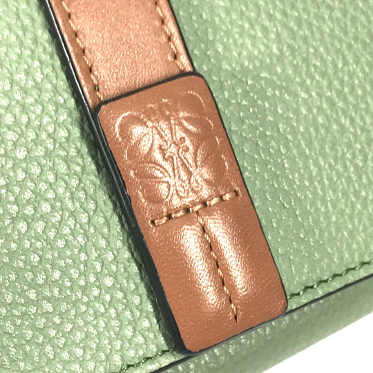 LOEWE Trifold wallet leather green anagram Small bar Tikal wallet Women Used Authentic