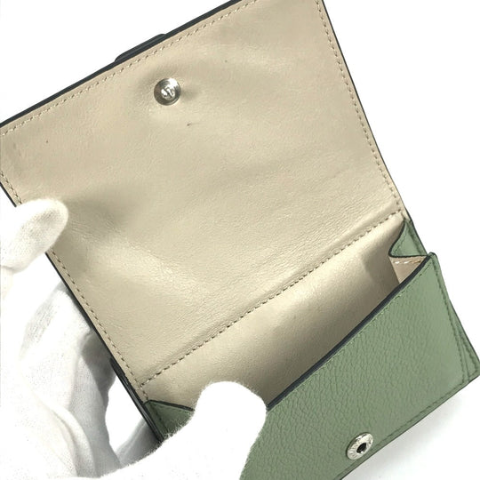LOEWE Trifold wallet leather green anagram Small bar Tikal wallet Women Used Authentic