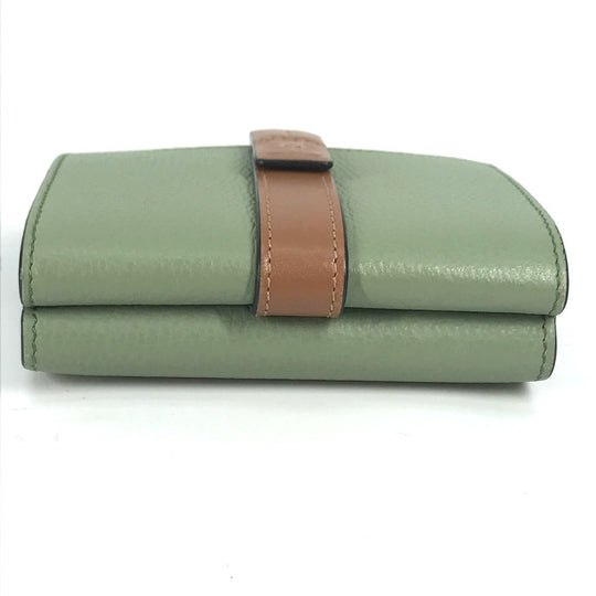 LOEWE Trifold wallet leather green anagram Small bar Tikal wallet Women Used Authentic