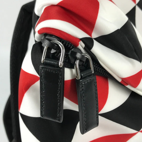 PRADA Backpack Nylon Red Triangle logo plate Signeau print mens Used Authentic