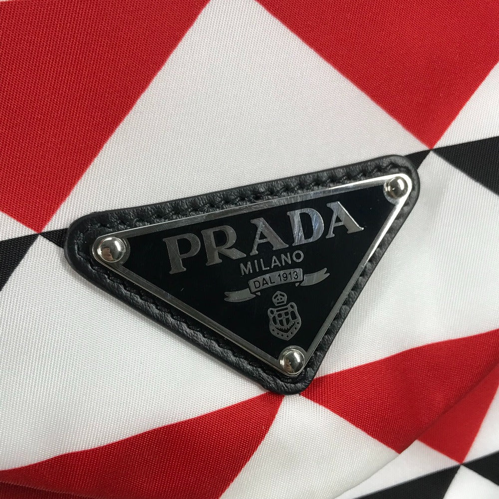 PRADA Backpack Nylon Red Triangle logo plate Signeau print mens Used Authentic