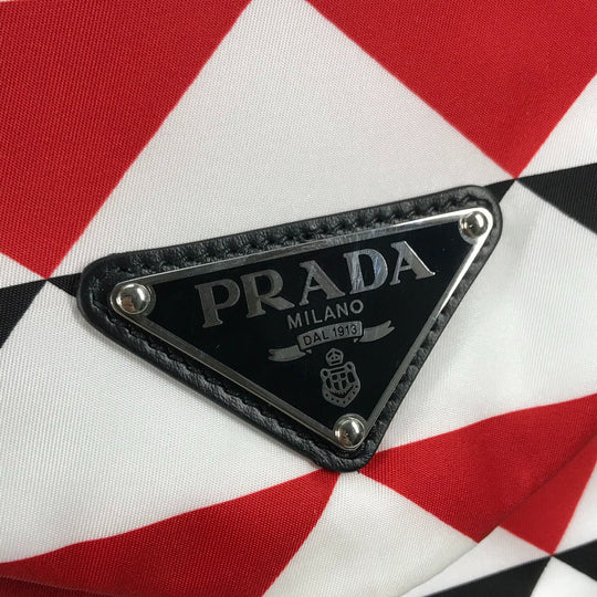 PRADA Backpack Nylon Red Triangle logo plate Signeau print mens Used Authentic