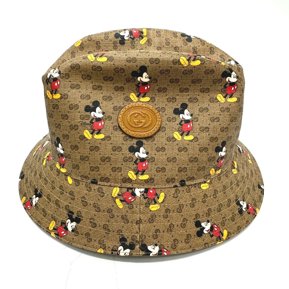 GUCCI hat 602978 GG Supreme Canvas Brown Mini GG DISNEY Mickey Mouse unisex(Unisex) L Used Authentic