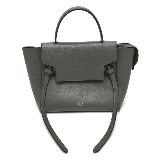 CELINE Handbag 189153  leather gray logo Belt bag micro Women Used Authentic