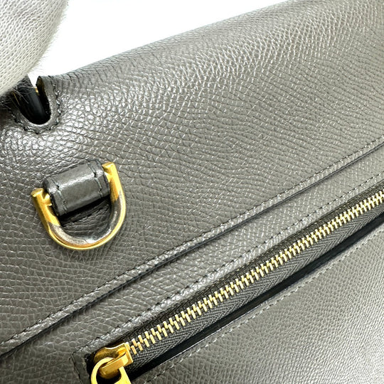 CELINE Handbag 189153  leather gray logo Belt bag micro Women Used Authentic