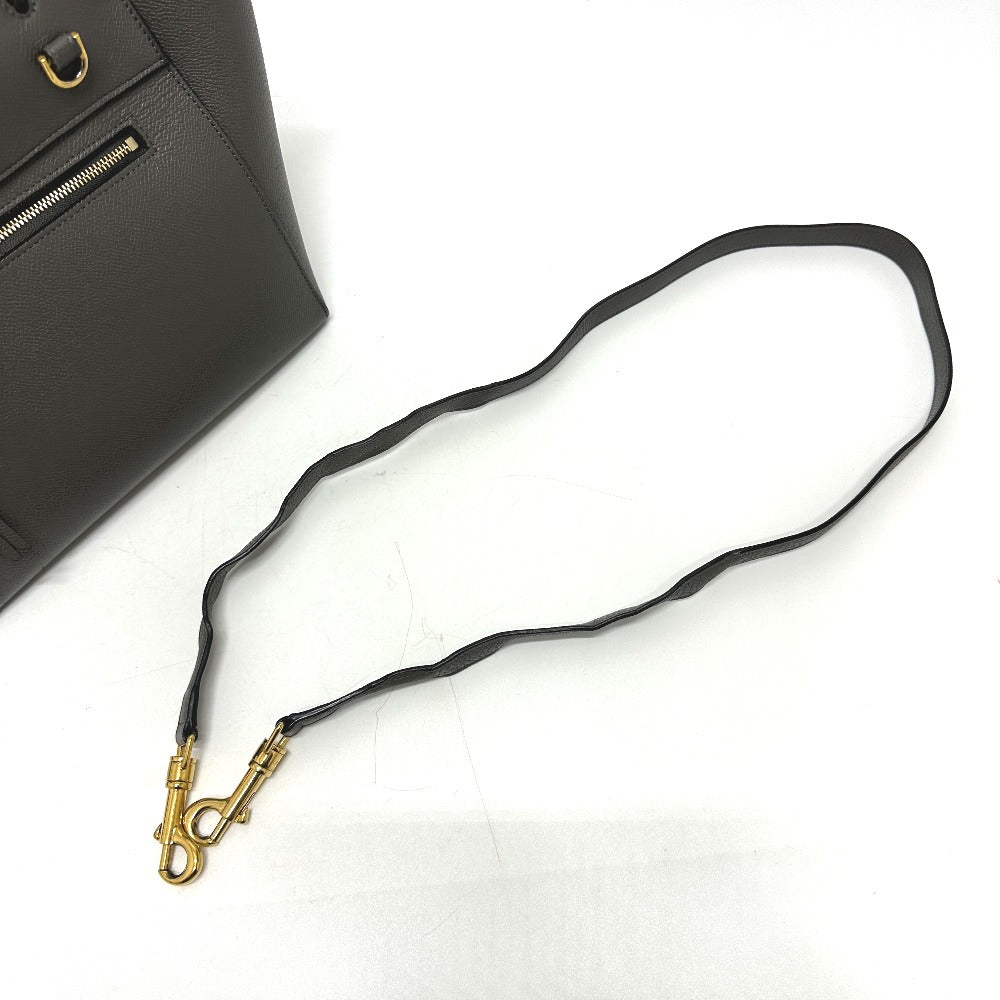 CELINE Handbag 189153  leather gray logo Belt bag micro Women Used Authentic
