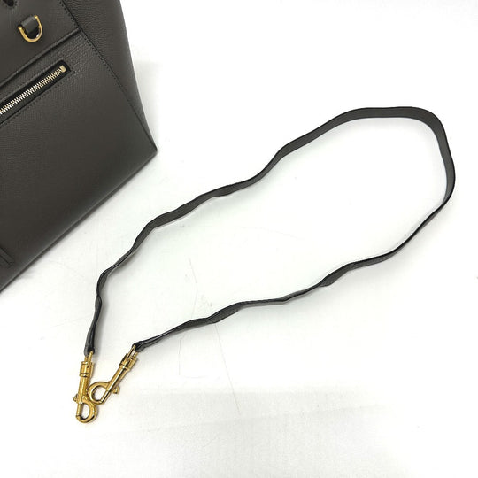 CELINE Handbag 189153  leather gray logo Belt bag micro Women Used Authentic