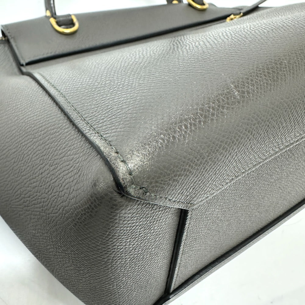 CELINE Handbag 189153  leather gray logo Belt bag micro Women Used Authentic