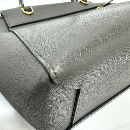 CELINE Handbag 189153  leather gray logo Belt bag micro Women Used Authentic