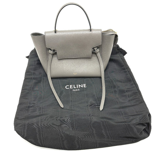 CELINE Handbag 189153  leather gray logo Belt bag micro Women Used Authentic