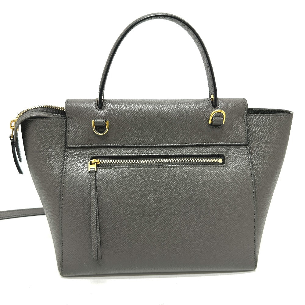 CELINE Handbag 189153  leather gray logo Belt bag micro Women Used Authentic