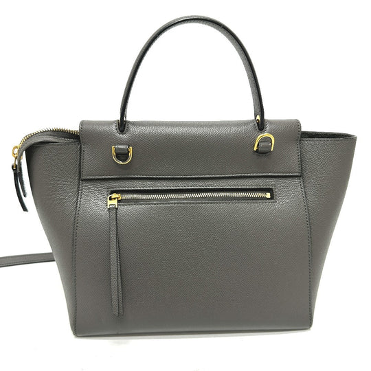 CELINE Handbag 189153  leather gray logo Belt bag micro Women Used Authentic