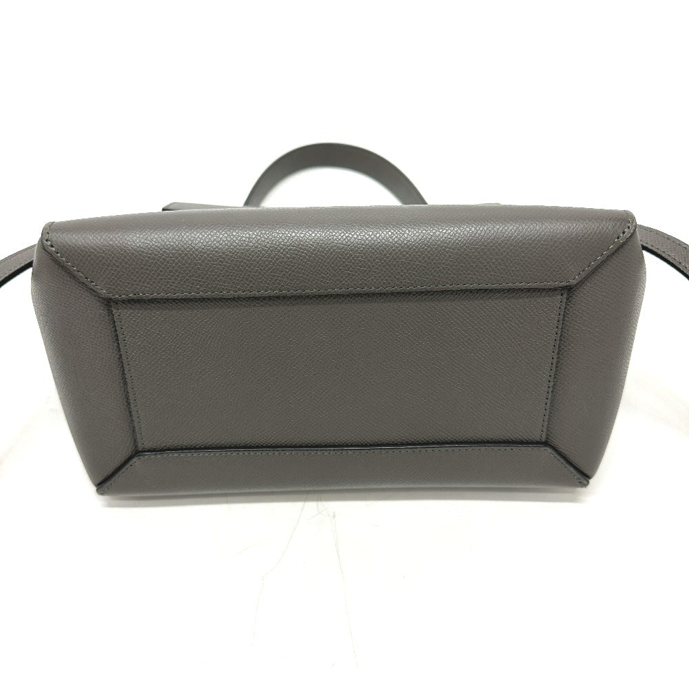 CELINE Handbag 189153  leather gray logo Belt bag micro Women Used Authentic